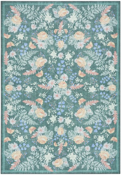 Nourison Home Nourison Botanical Washables BOT02 2' x 6' Green Multicolor Farmhouse Indoor Rug - 5' x 7'