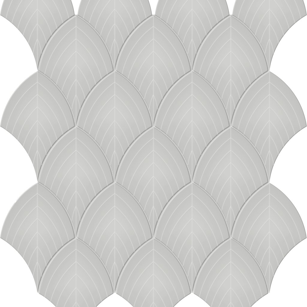 Qualis Ceramica Traditions Loft Grey Scallop Glossy Mosaic - Grey