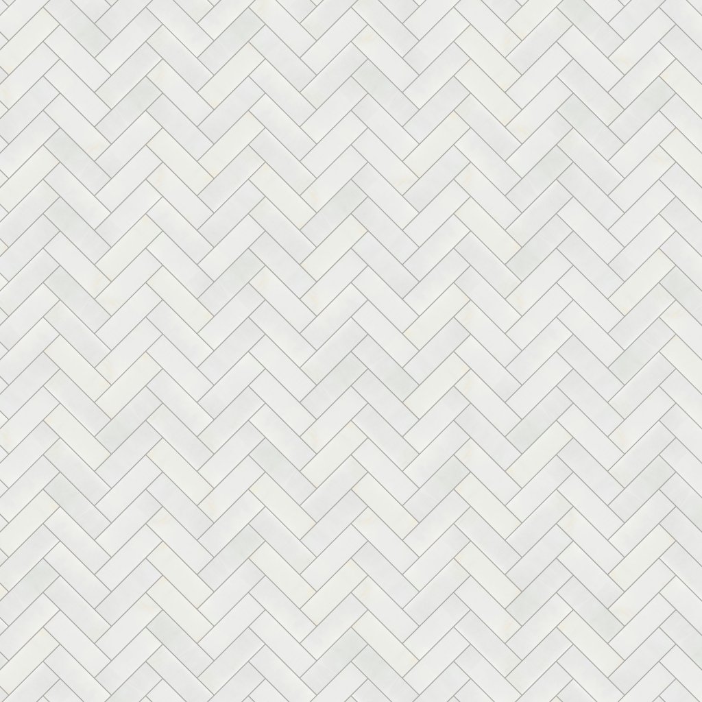 Marble Systems White Pearl Honed Herringbone 5/8x3 Marble Mosaic 10 7/16x12 13/16 - White Pearl
