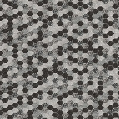 Marble Systems Iris Black Textured Hexagon Marble Mosaic 10 3/8x12 - Iris Black - 10 3/8" x 12" x 3/8"