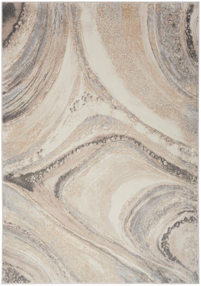 Nourison Home Nourison Splash BSK03 2'2" x 7'6" Cream Grey Modern Indoor Rug - 5'3" x 7'3"