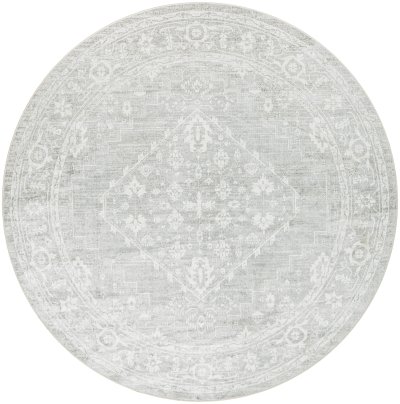 Nourison Home Nourison Astra Machine Washable ASW11 5'3" x 7' Light Grey Vintage Indoor Rug - 5'3" Round