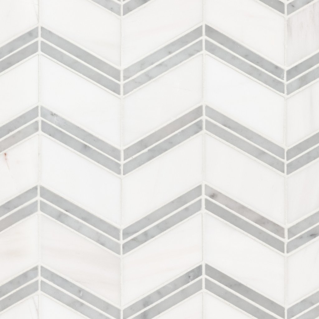 MSI Bianco Dolomite Chevron Polished - White-Cool