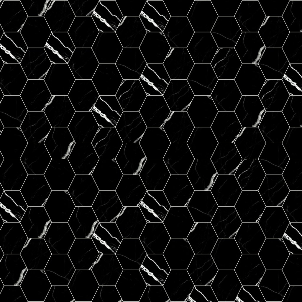 Qualis Ceramica Treasure 6" Hexagon Midnight Nero Matt - Black