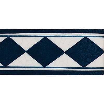 Marble Systems Diamond Blue Glazed Ceramic Border Tiles 2 1/2x5 - Diamond Blue - 2 1/2" x 5" x 3/8"