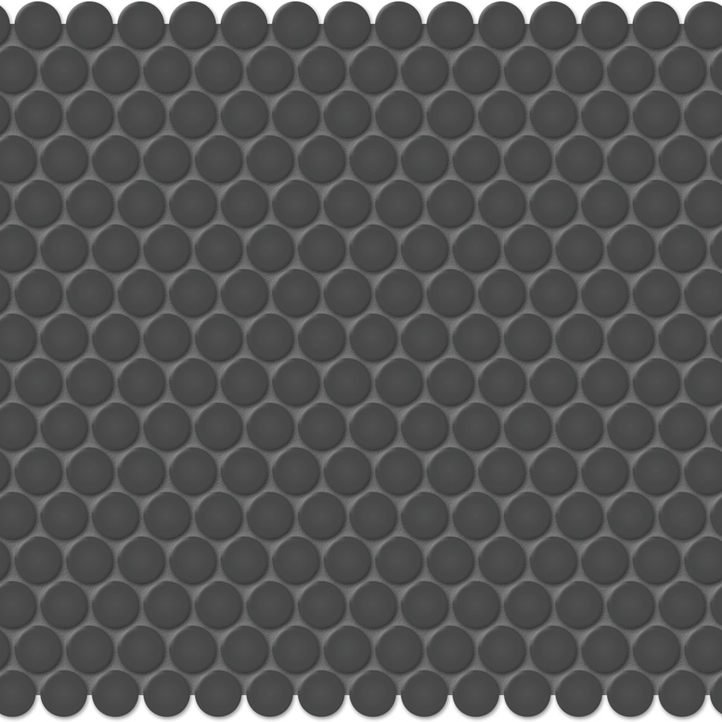 Qualis Ceramica Traditions Retro Black 3/4" Penny Matt - Black