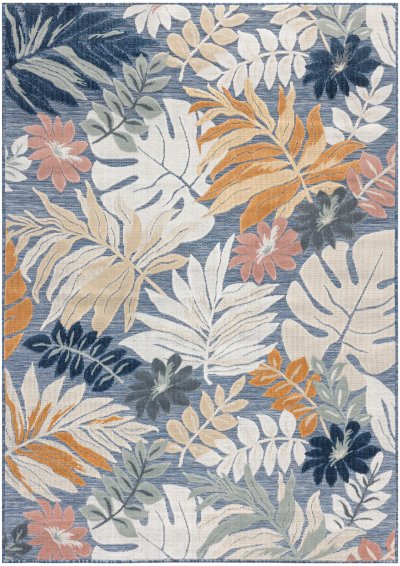Nourison Home Nourison Suncoast SNC02 2' x 6' Denim Multicolor Tropical Rug - 5'3" x 7'3"