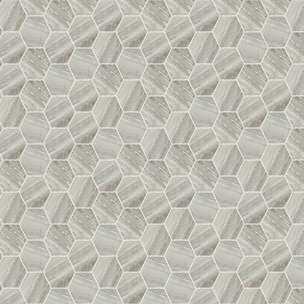 Qualis Ceramica Luxury Treiste Travertini 6" Hexagon Honed - Cream