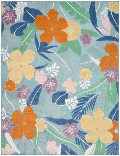Nourison Home Nourison Suncoast SNC01 5'3" x 7'3" Blue Multicolor Tropical Rug - 7'10" x 9'10"