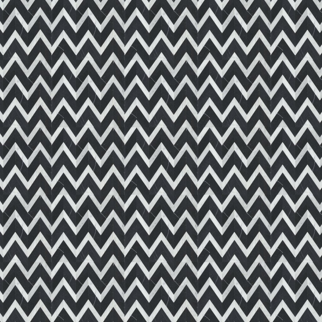 Emser Tile BIZOU POLISHED CHEVRON MOSAIC -MAR - Black/White