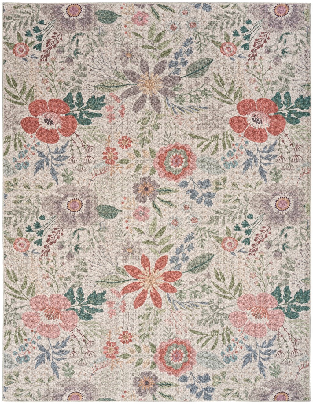 Nourison Home Nourison Nourison Washables NWB06 6' x 9' Cream Multicolor Farmhouse Indoor Rug