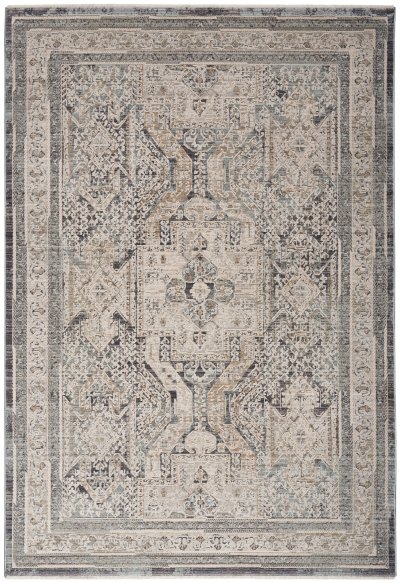 Nourison Home Nourison Nyle NYE01 7’10” x Round Ivory Charcoal Vintage Indoor Rug - 5'3" x 7'10"