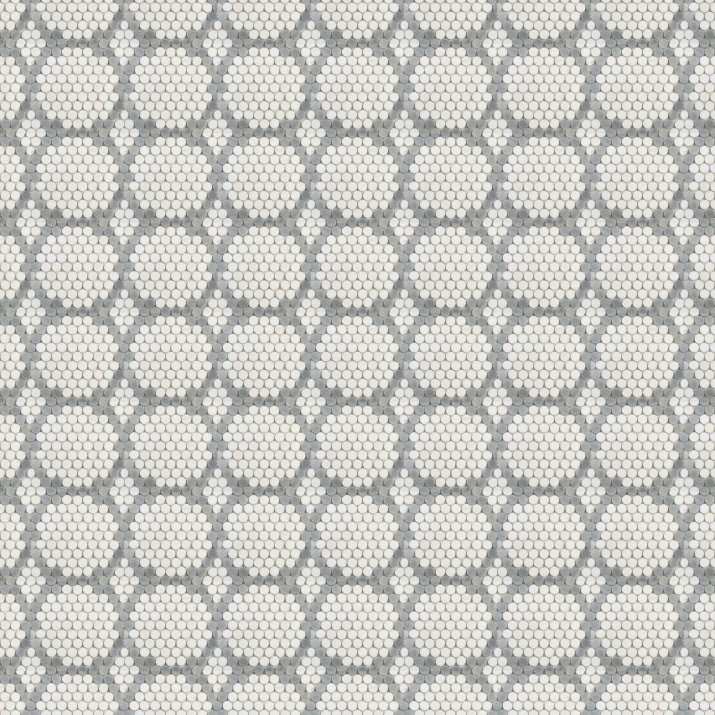 Marble Systems Snow White, Allure Light Honed Penny Round 7 Marble Mosaic 8 7/16x10 1/16 - Snow White, Allure Light