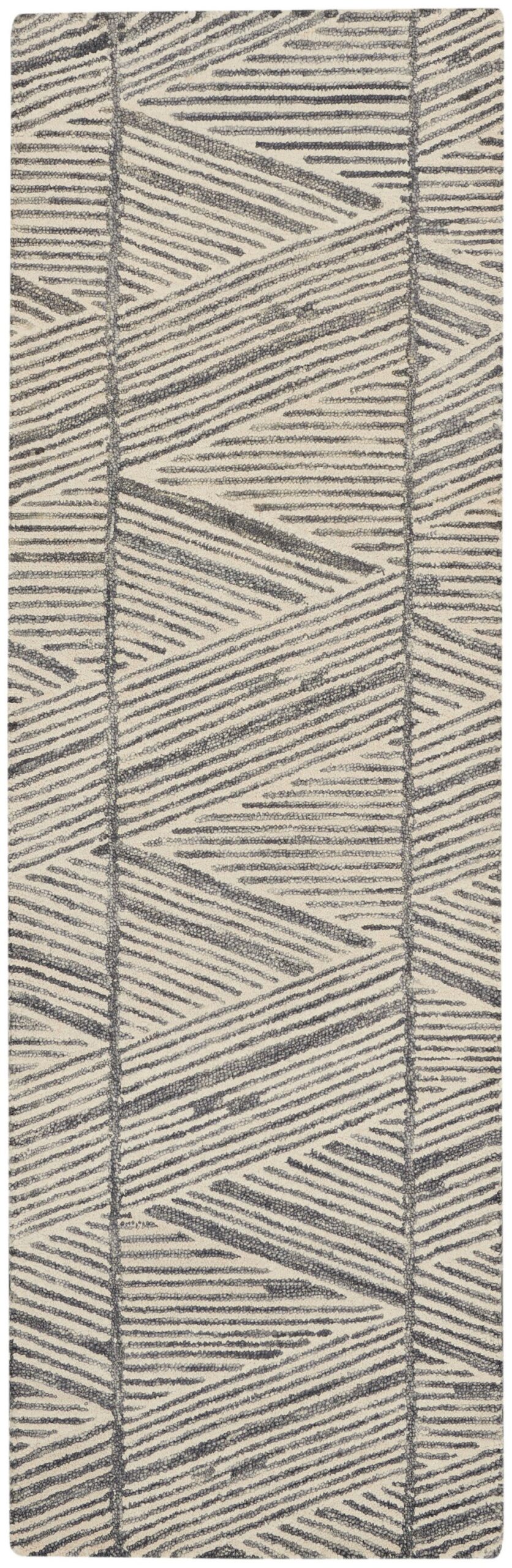 Nourison Home Nourison Vail VAI01 2'3" x 7'6" Grey White Modern Indoor Rug