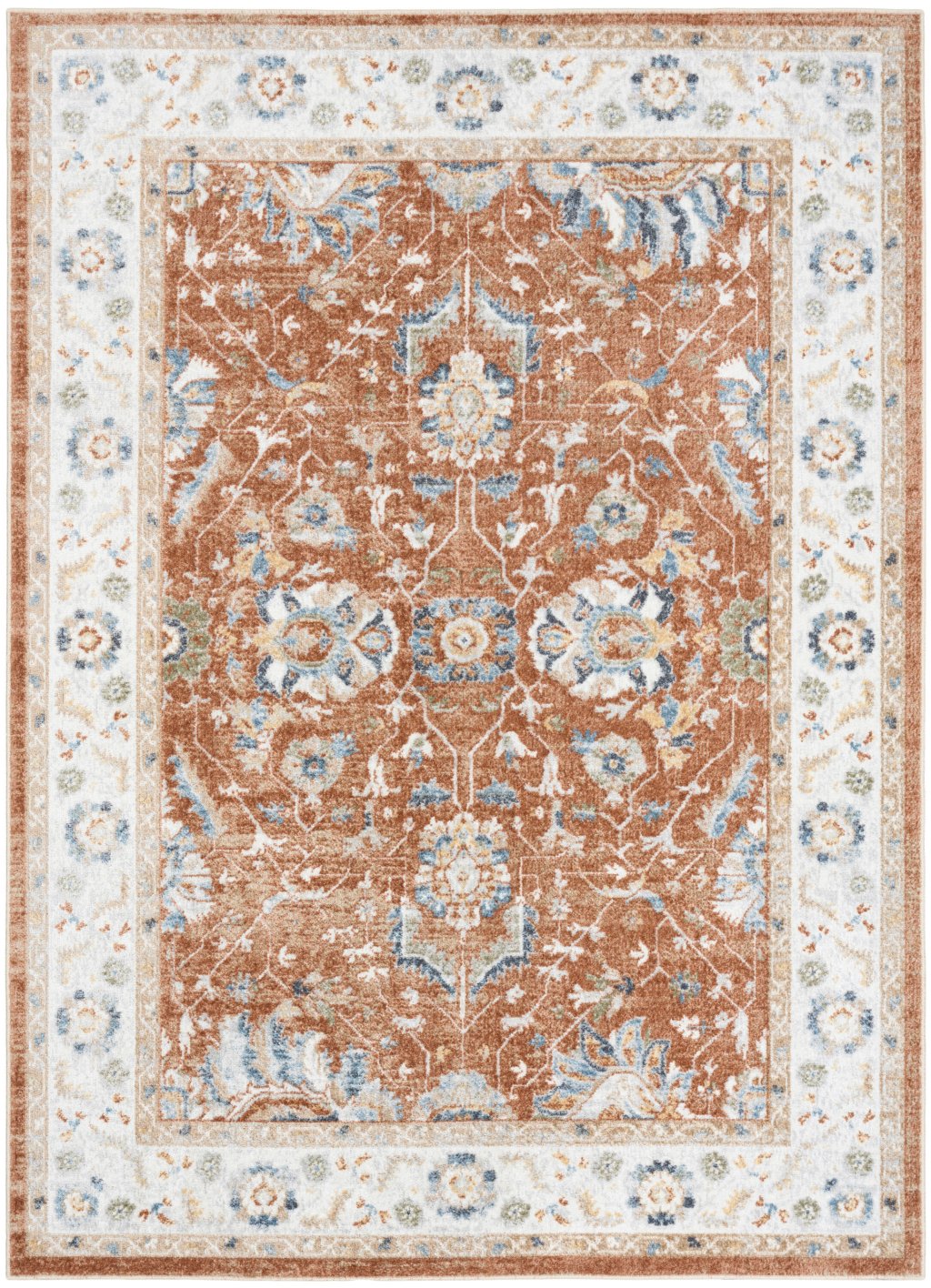 Nourison Home Nourison Astra Machine Washable ASW20 5'3" x 7' Rust Ivory Vintage Indoor Rug