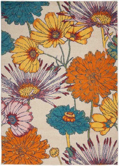 Nourison Home Nourison Allur ALR06 7'10" x 9'10" Ivory Multicolor Contemporary Indoor Rug - 5'3" x 7'3"