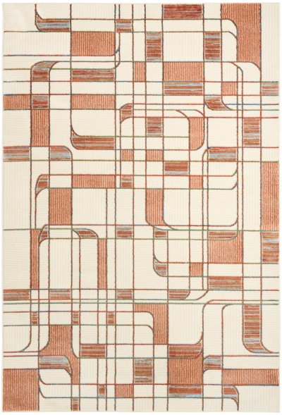 Nourison Home Nourison Nordic NRC17 2' x 6' Ivory Rust Mid-Century Modern Indoor Rug - 4' x 6'