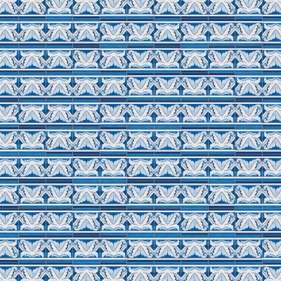 Marble Systems Acanthus Brd Blue Center Glazed Ceramic Tile 5 1/2x5 1/2 - Acanthus Brd Blue Center - 5 1/2" x 5 1/2" x 1/4"