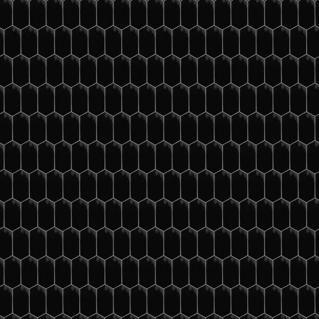 Marble Systems Black Glossy Picket Ceramic Tile 3x6 - Black