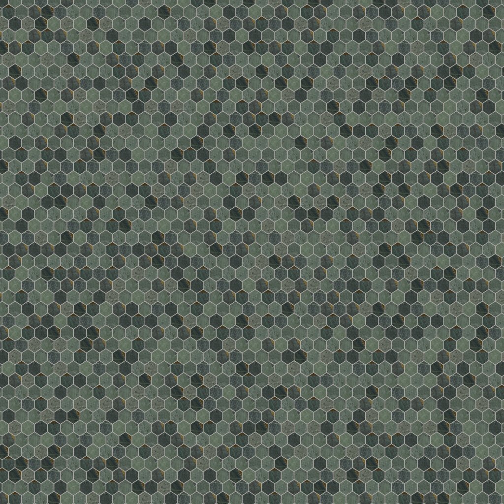 Marble Systems Brass, Verde Tia Honed Hexagon 2 Waterjet Marble Mosaic 10 1/4x11 3/4 - Brass