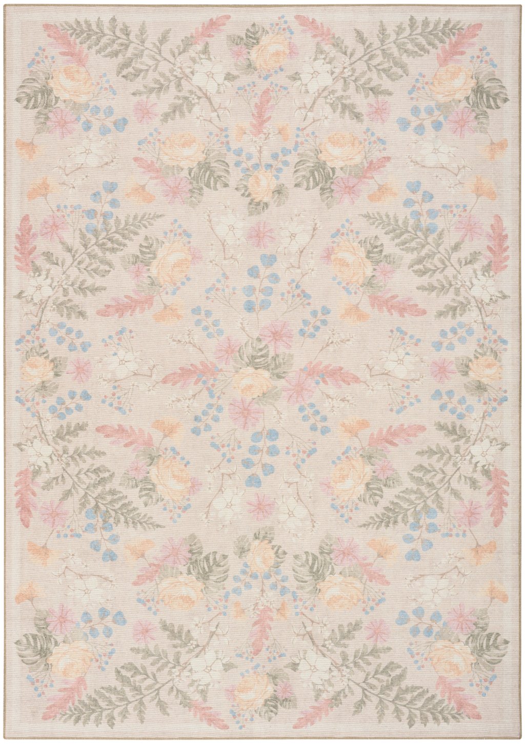 Nourison Home Nourison Botanical Washables BOT02 7'6" x 9'10" Beige Multicolor Farmhouse Indoor Rug
