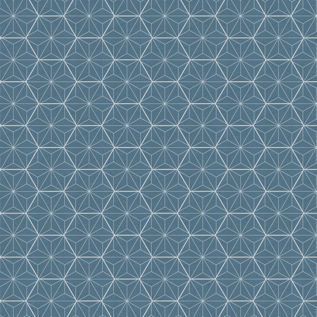 Daltile Scrapbook Keepsake Blue Asanoha, Hexagon, 8X9, Matte - Keepsake Blue Asanoha
