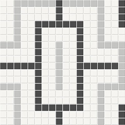 Qualis Ceramica Traditions Midnight Nero Blend Chain Matt Mosaic - Canvas White