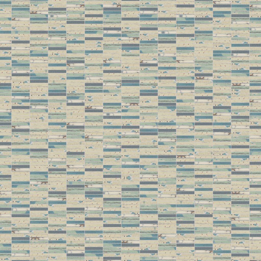 Qualis Ceramica Riviera Tileworks Chelsea 0.7"x4" Wood Rectangles Mix Beige Blue Ceramic Mosaic