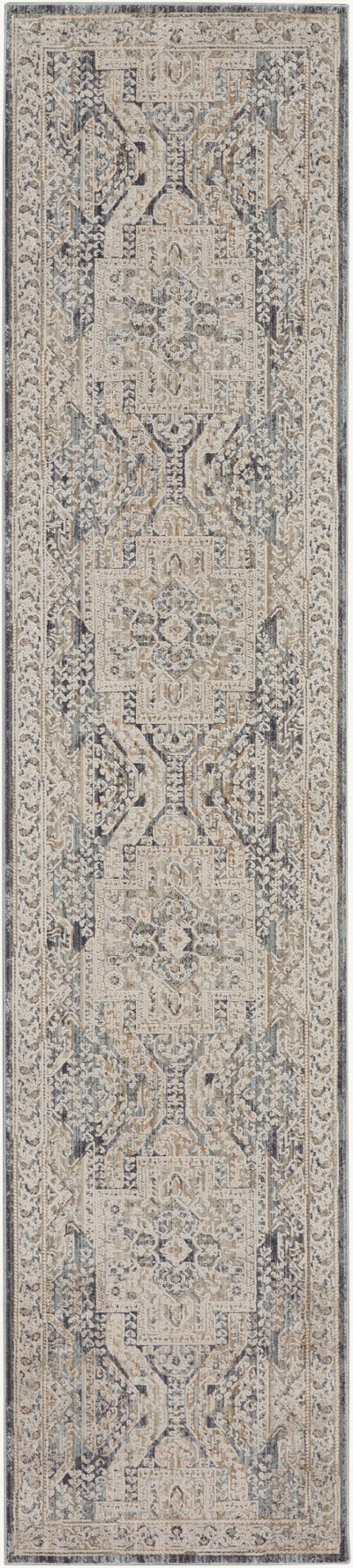 Nourison Home Nourison Lynx LNX01 7’10” x Round Ivory Charcoal Vintage Indoor Rug - 2'3" x 12'
