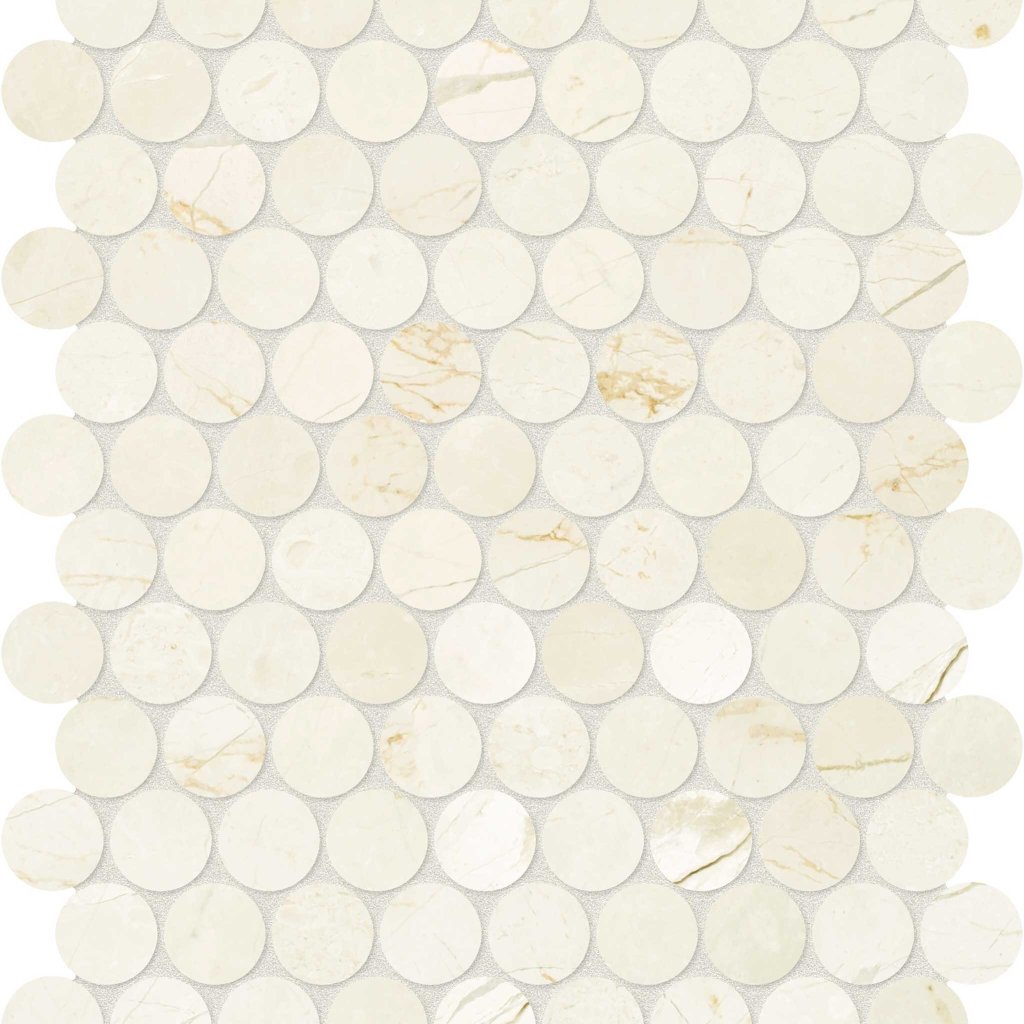 Qualis Ceramica Avorio Crema 1.25 Penny Round Mosaic