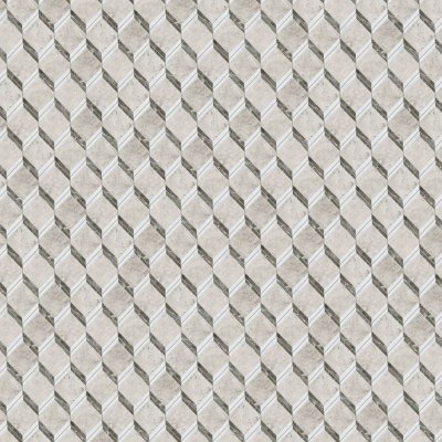 Marble Systems Silver Clouds, Snow White, Arctic Gray Multi Finish Steps 3d Marble Mosaic 14 9/16x14 15/16 - Silver Clouds, Snow White, Arctic Gray - 14 9/16" x 14 15/16" x 3/8"