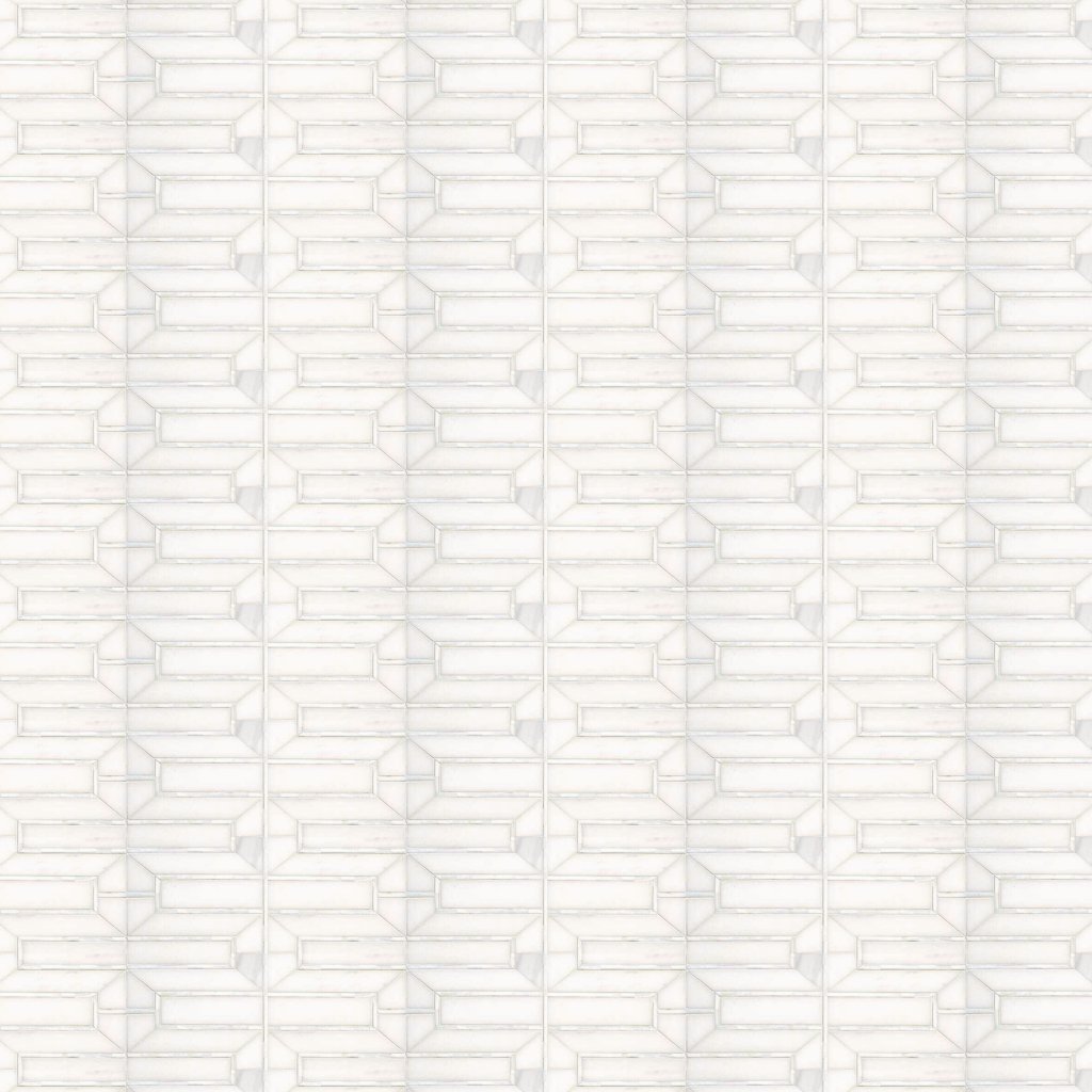 Marble Systems Dolomite, Shell Polished Mandarin Lattice Marble Mosaic 6 5/16x14 11/16 - Dolomite, Shell