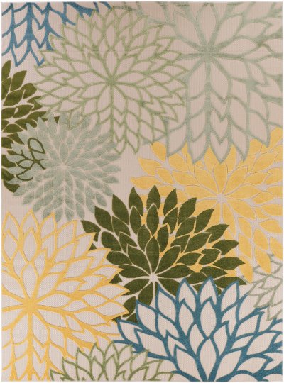 Nourison Home Nourison Aloha ALH05 5'3" x 7'5" Green Multicolor Tropical Rug - 9' x 12'