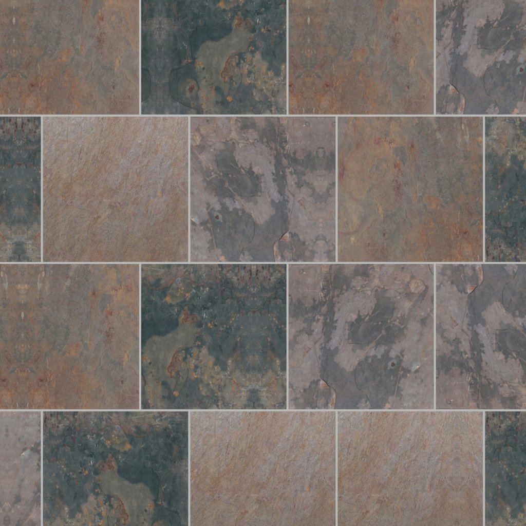 American Olean Slate - Indian Multicolor, Square, 16X16, Natural Cleft (S771) - Indian Multicolor