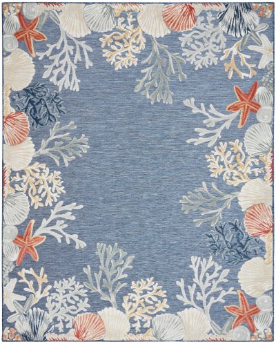 Nourison Home Nourison Suncoast SNC04 7'10" x 9'10" Denim Multicolor Coastal, Nautical & Beach Rug - 9' x 12'