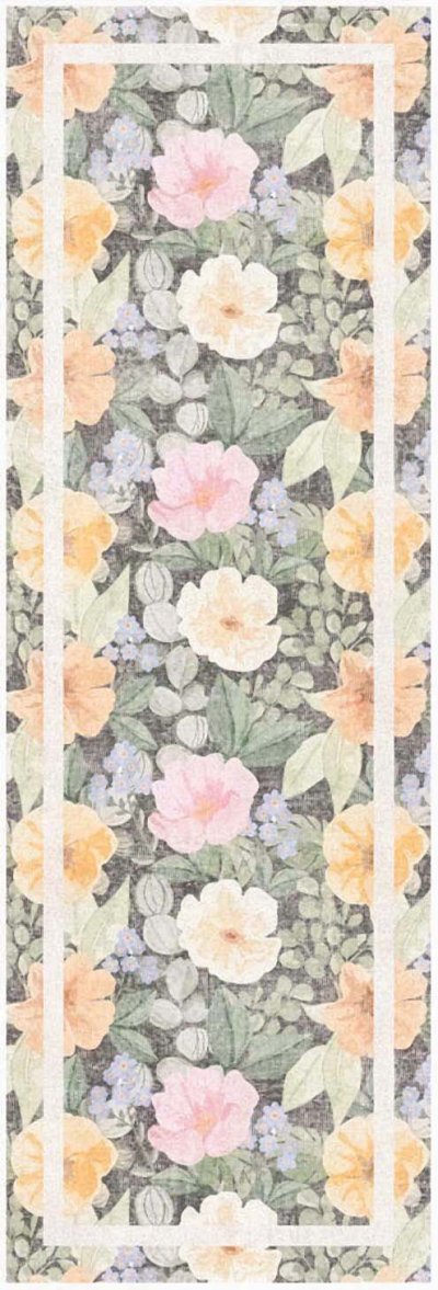 Nourison Home Nourison Botanical Washables BOT01 5' x 7' Charcoal Multicolor Farmhouse Indoor Rug - 2' x 6'