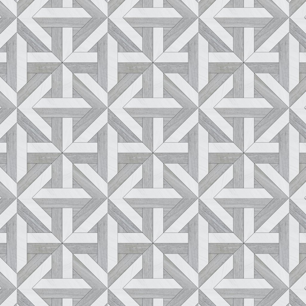 Marble Systems Haisa Light, Thassos White Multi Finish Rubicon Marble Mosaic 17x17 - Haisa Light, Thassos White