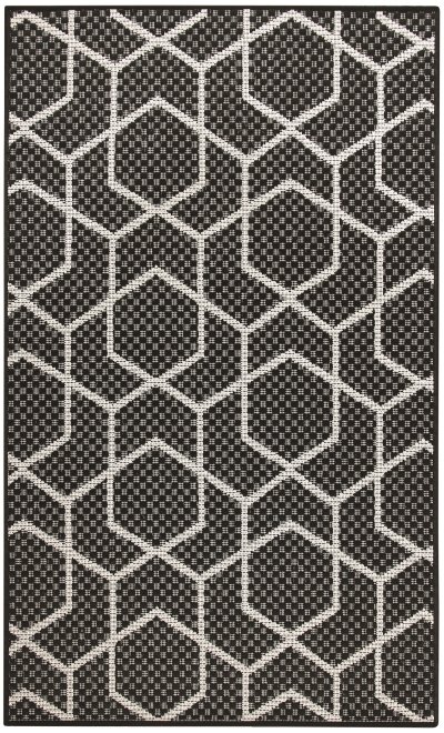 Nourison Home Nourison Horizon Indoor/Outdoor HOZ01 5' x 7' Black Modern Rug - 2' x 3'