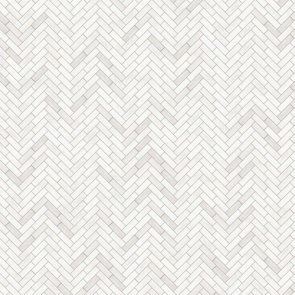 Marble Systems Bianco Dolomiti Classic Polished Large Herringbone Marble Mosaic 12 7/8x9 11/32 - Bianco Dolomiti Classic