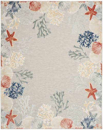 Nourison Home Nourison Suncoast SNC04 2' x 6' Grey Multicolor Coastal, Nautical & Beach Rug - 7'10" x 9'10"