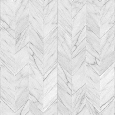 Marble Systems White Carrara C Polished Chevron Waterjet Marble Mosaic 13x10 - White Carrara C - 13" x 10" x 3/8"