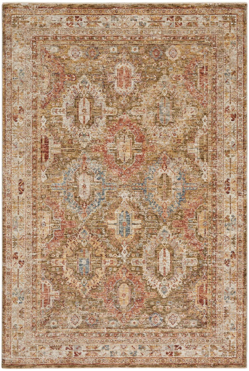 Nourison Home Nourison Petra PTR01 5'3" x 7'8" Green Vintage Indoor Rug