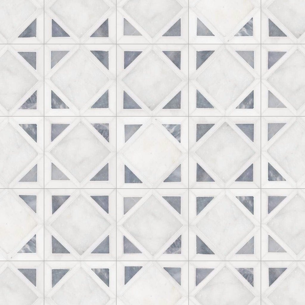 Marble Systems Snow White, Allure, Glacier Multi Finish Kent Marble Mosaic 13 9/16x13 9/16 - Snow White, Allure, Glacier