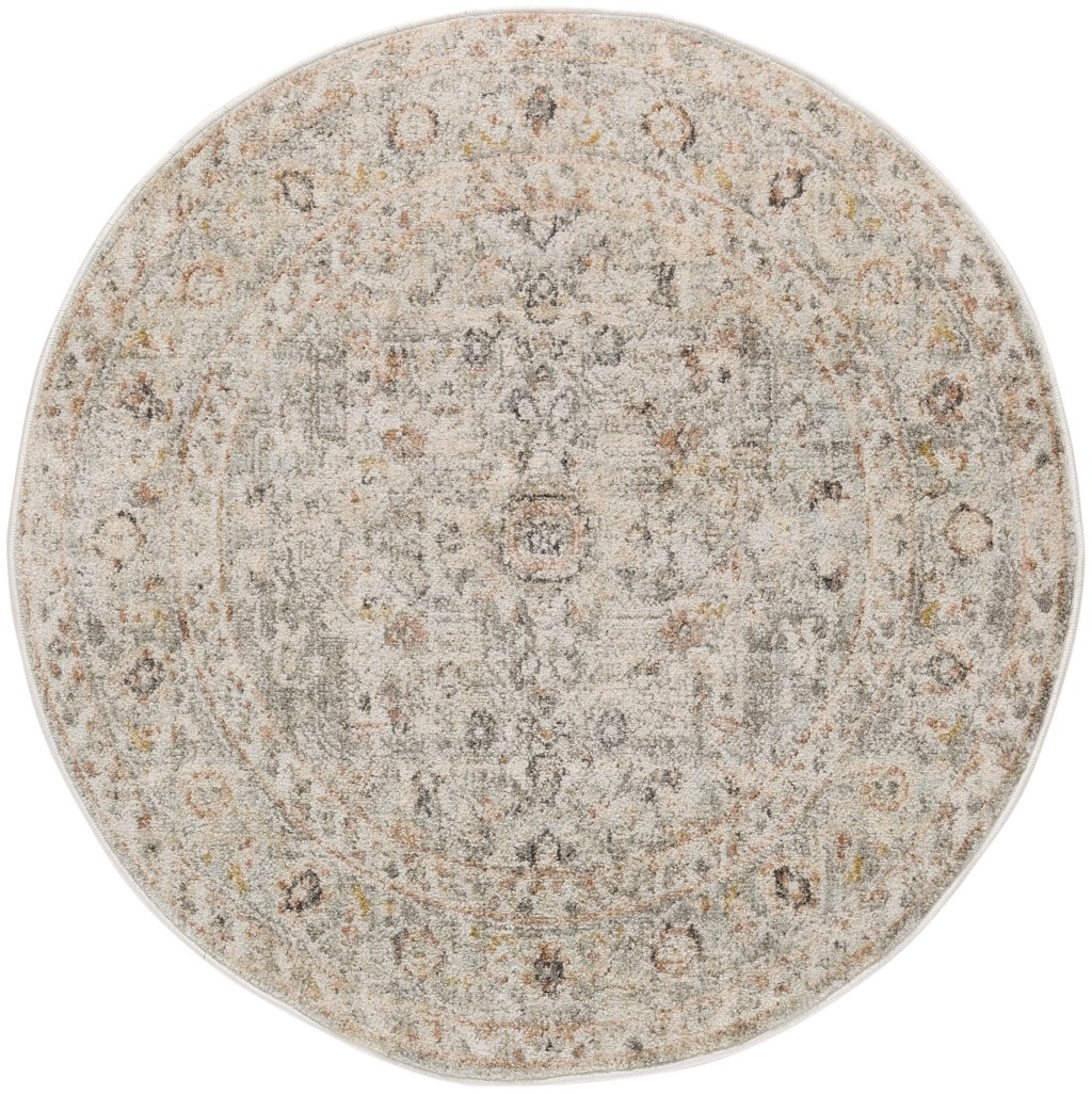 Nourison Home Nourison Oushak Home OUS02 4' x Round Light Grey Vintage Indoor Rug