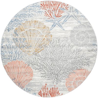 Nourison Home Nourison Seaside SDS04 2'3" x 7'6" Multicolor Coastal, Nautical & Beach Indoor Rug - 5'3" Round