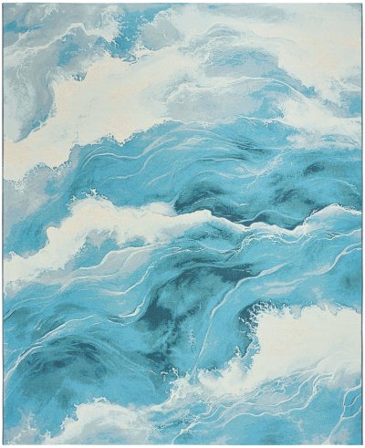 Nourison Home Nourison Color Splash CSP05 5'3" x 7'3" Ivory Blue Coastal, Nautical & Beach Rug - 9' x 12'