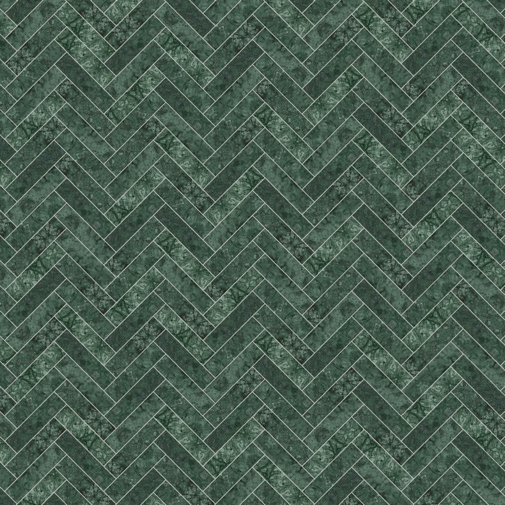 Qualis Ceramica Diosa Verde 1.25x4 Herringbone Mosaic