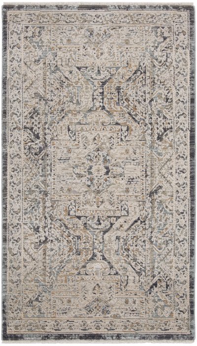 Nourison Home Nourison Lynx LNX01 7’10” x Round Ivory Charcoal Vintage Indoor Rug - 2'6" x 4'6"