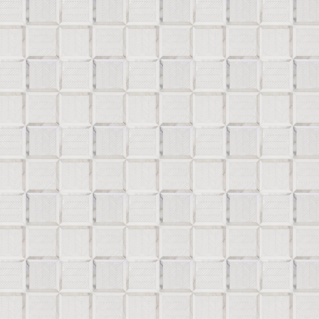 Marble Systems Thassos White, Calacatta Gold Honed Lucca Marble Mosaic 12x12 - Thassos White, Calacatta Gold