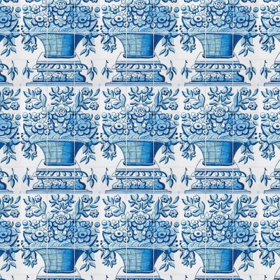 Marble Systems Cesta Panel Blue Glazed Ceramic Tile 22x16 1/2 - Cesta Panel Blue - 22" x 16 1/2" x 1/4"